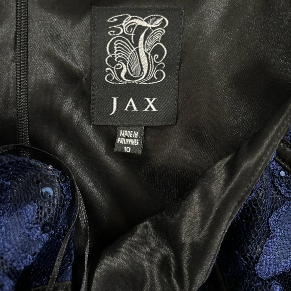 JAX Navy Black Sequin Lace Structured Cap Sleeve Knee Length Cocktail Dress 10 - Picture 12 of 12